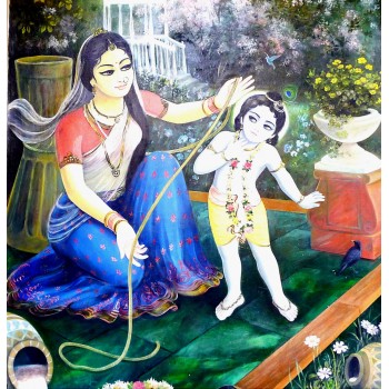 Painting of Yashoda ties Krishna